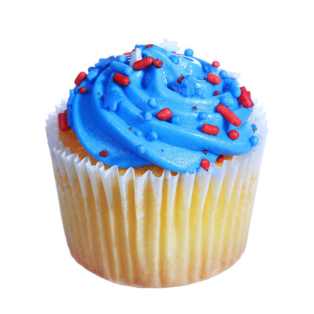 istock Cupcake with blue cream on the top. patriotic decorated, isolated 179988990