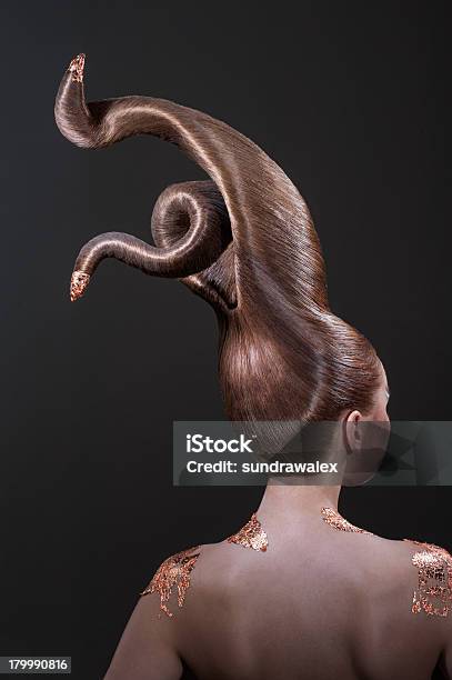 Beautiful Girl With Strange Haircut In Style Of Evil Stock Photo - Download Image Now