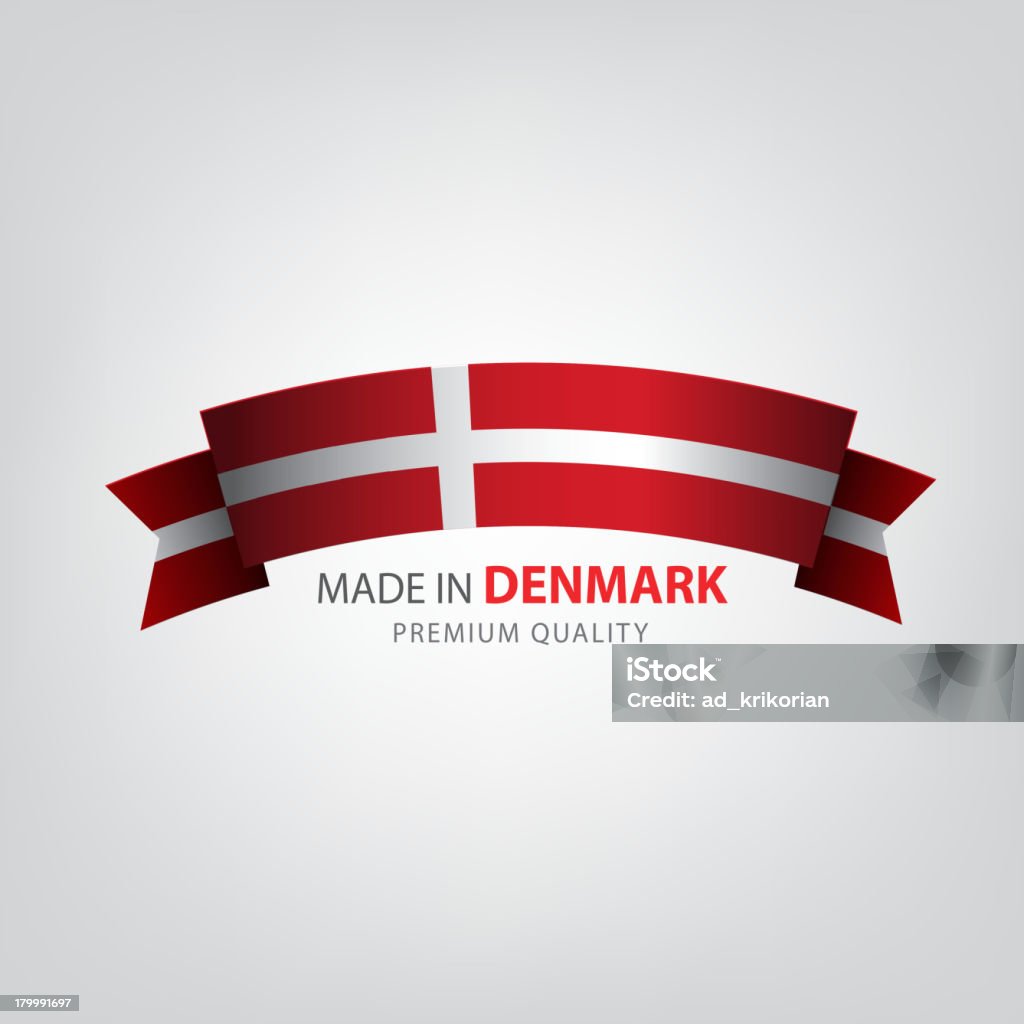 Сделано в Дании, печать, флаг (вектор) - Векторная графика Белый роялти-фри