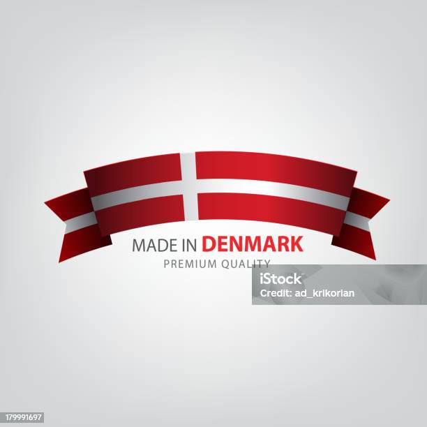 Сделано В Дании Печать Флаг — стоковая векторная графика и другие изображения на тему Белый - Белый, Брошь, Векторная графика
