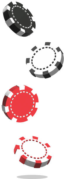 Casino chips falling. Realistic 3d gambling, poker chips. Flying poker chips on transparent background.  Falling gambling casino poker chip set, red and black 3d Casino chips falling. Realistic 3d gambling, poker chips. Flying poker chips on transparent background. Background for poster, card, logo. Falling gambling casino poker chip set, red and black 3d Vegas Sign stock illustrations