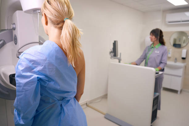 istock Client is receiving diagnostic mammogram in medical facility 1799926101