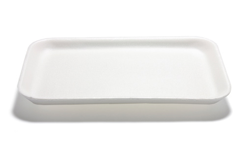 Styrofoam Tray on White Background
