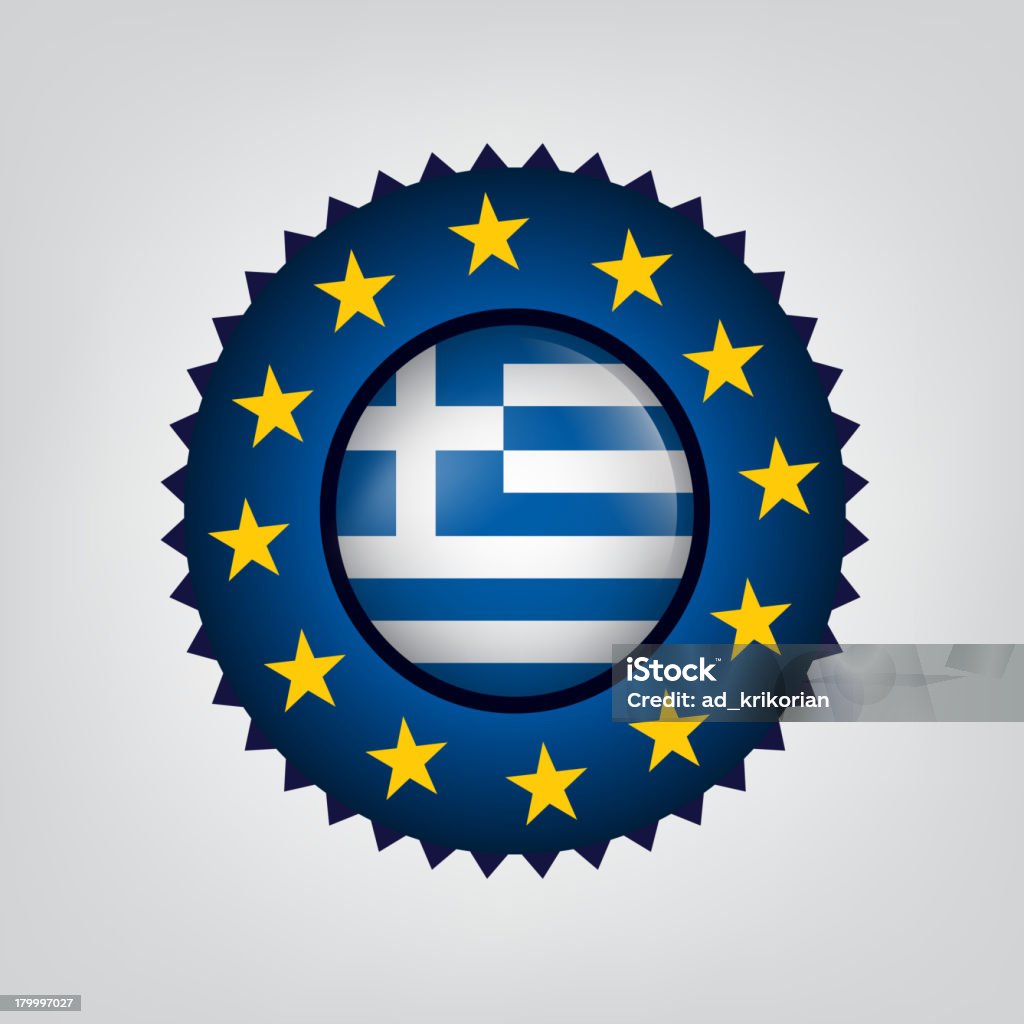 Сделано в Греции, ЕС, Европейского союза, печать, флаг (вектор) - Векторная графика Афины - Греция роялти-фри
