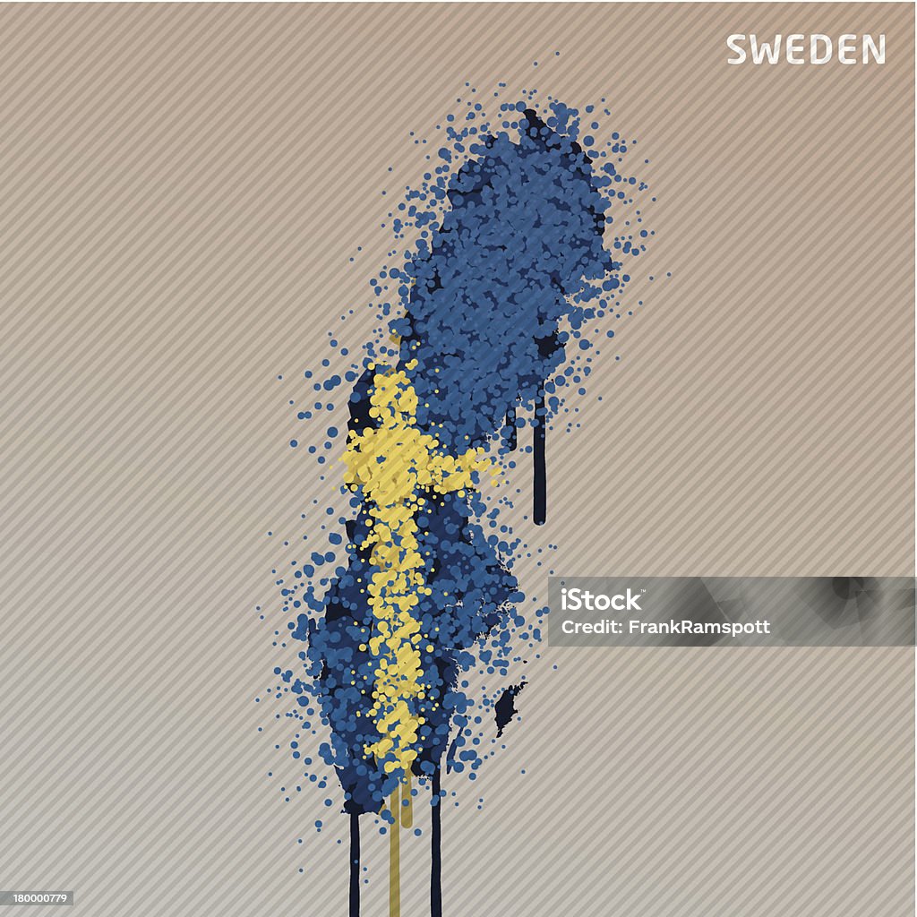Schweden Flagge Farbe Farbe Grunge Graffiti-Karte - Lizenzfrei Graffito Vektorgrafik