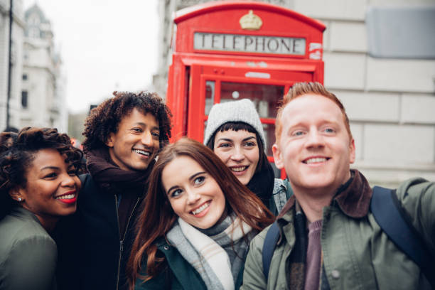 istock Group of multi ethnic friends enjoying London 1800024113