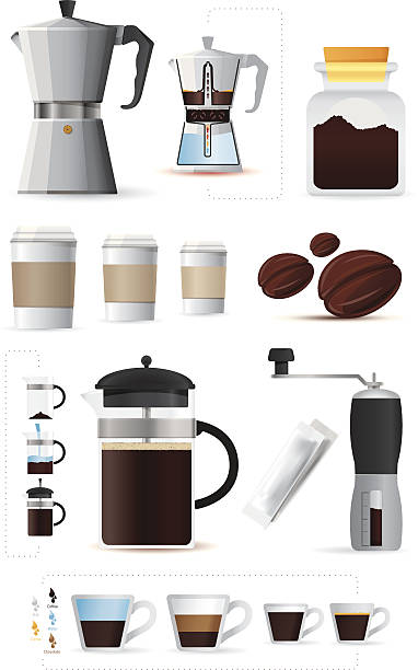 ilustrações de stock, clip art, desenhos animados e ícones de café - coffee cup bean sugar