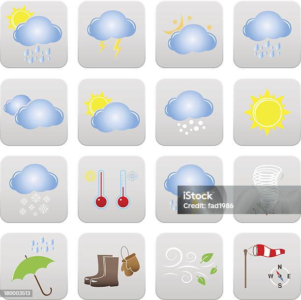 Vektor Wetter Icons Stock Vektor Art und mehr Bilder von Bedeckter Himmel - Bedeckter Himmel, Eleganter Schuh, Fahrenheit