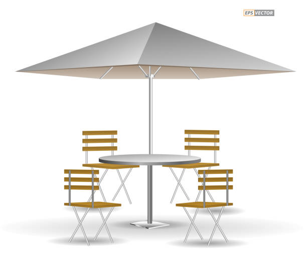 istock Summer outdoor cafe terrace with table or restaurant chair and table isolated. Eps Vector 1800035777