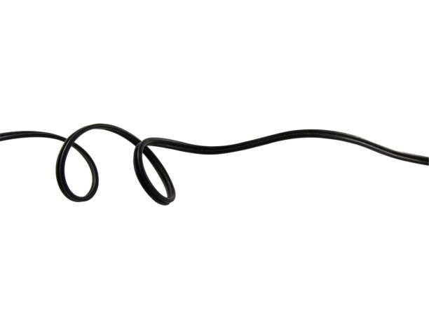 istock black wire cable of usb and adapter isolated on white background.Electronic Connector.Selection focus.Clipping path. 1800052511