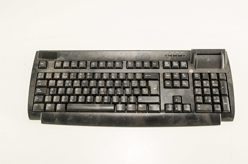 Close-up of vintage pc computer keyboard Object on a White Background