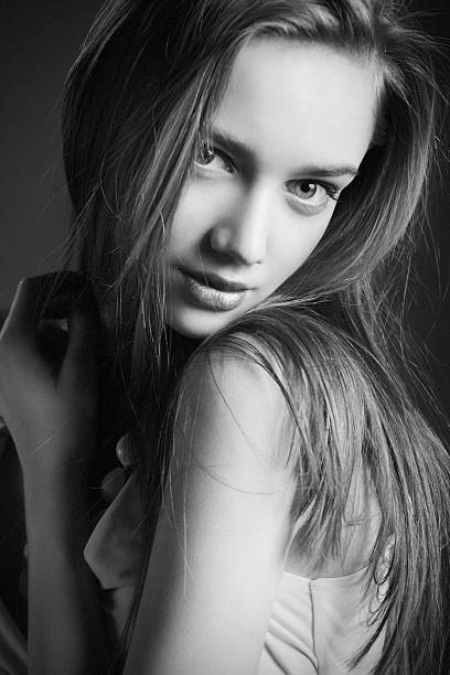 istock Smiling woman. Black and White Portrait 180007962
