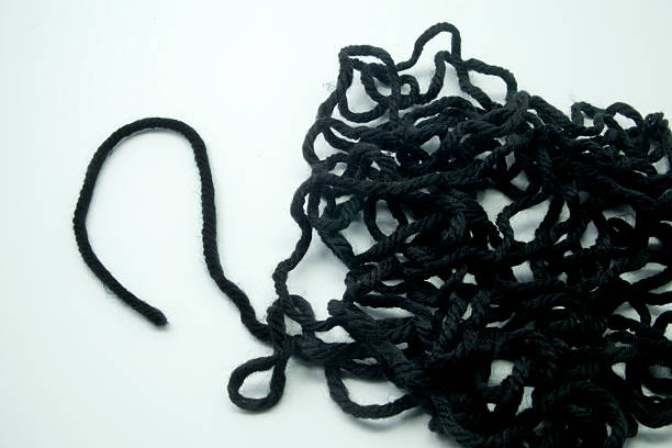 Tangled ball of black wool