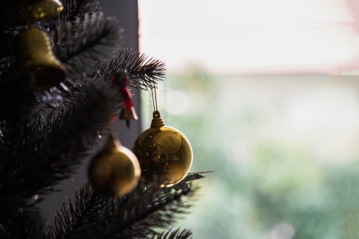 Happy new year  2024. christmas tree decorations on background