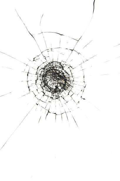 istock Broken glass texture with hole in center isolated on white background 1800125401