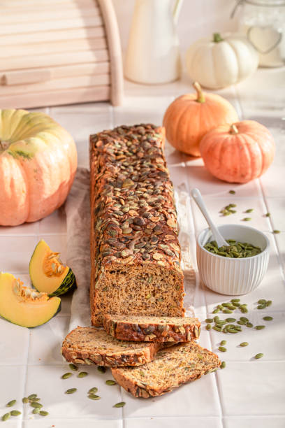 istock Hot pumpkin bread freshly baked in home bakery. 1800149695