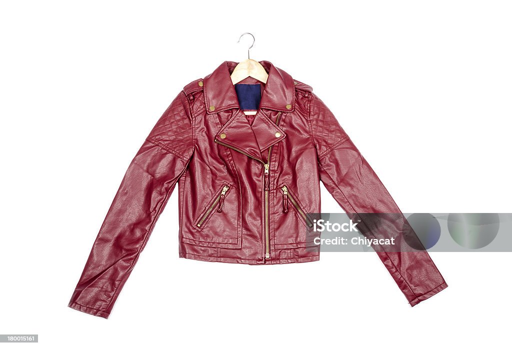Vegan jaqueta de couro vermelho isolado - Foto de stock de Bolso royalty-free