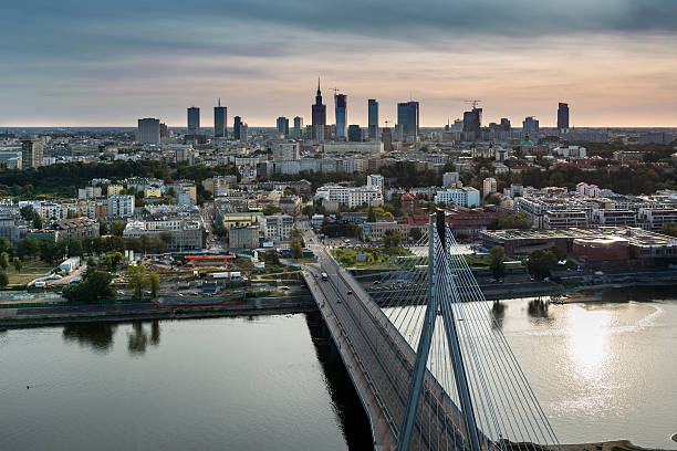 istock Sundown over Warszawa city, Poland 180016252