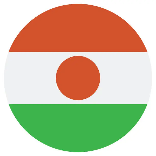 Vector illustration of Flag of Niger. Flag icon. Standard color. Circle icon flag. Computer illustration. Digital illustration. Vector illustration.