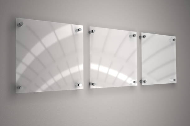 istock Sleek and Professional: Plexiglass Name Plates on Grey Background 1800215976