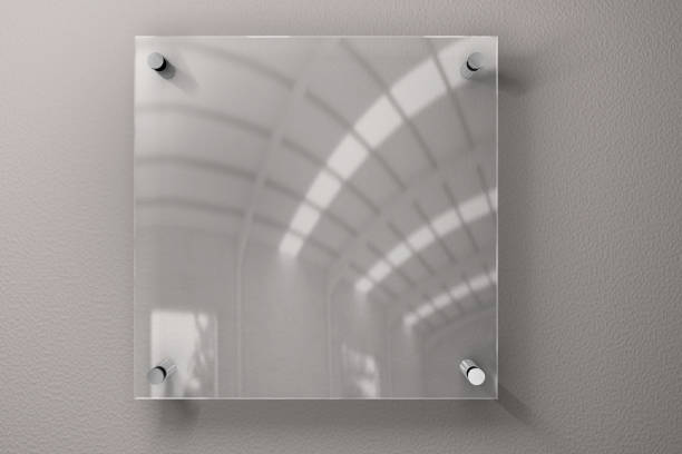 istock Sleek and Professional: Plexiglass Name Plates on Grey Background 1800216487