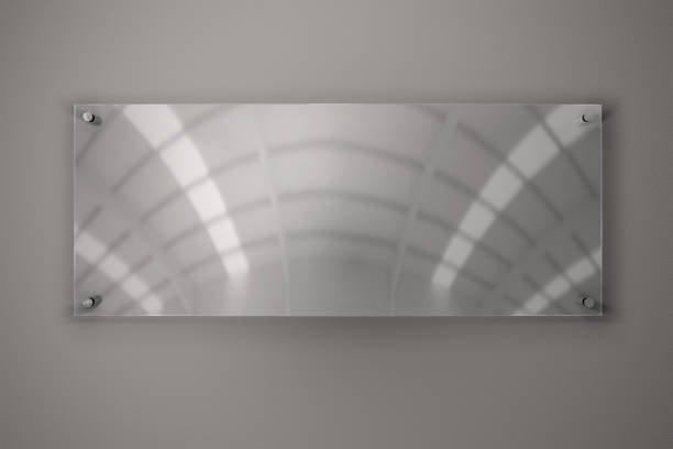 istock Sleek and Professional: Plexiglass Name Plates on Grey Background 1800217029