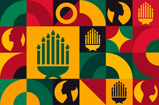 Kwanzaa. Seamless geometric pattern. Template for background, banner, card, poster. Vector EPS10 illustration