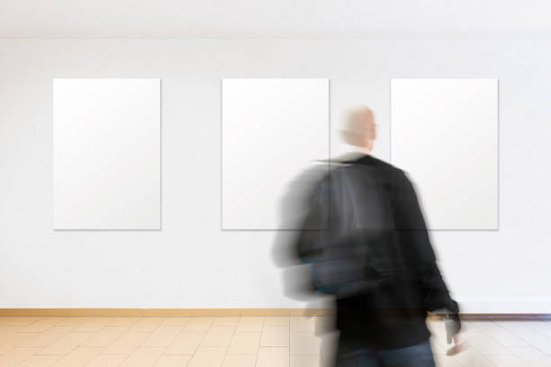 istock 3D Rendering of Poster Exhibition Gallery Mockups in a Hall Interior 1800238472