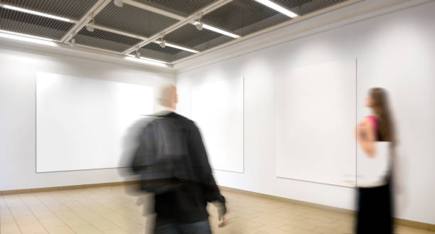 istock 3D Rendering of Poster Exhibition Gallery Mockups in a Hall Interior 1800238981