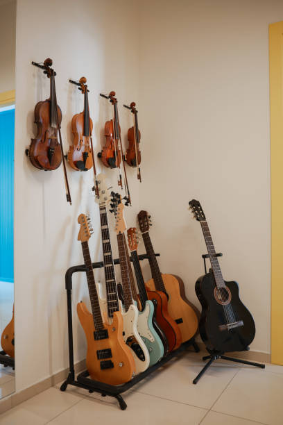 istock Musical instruments on display at a music store 1800248598