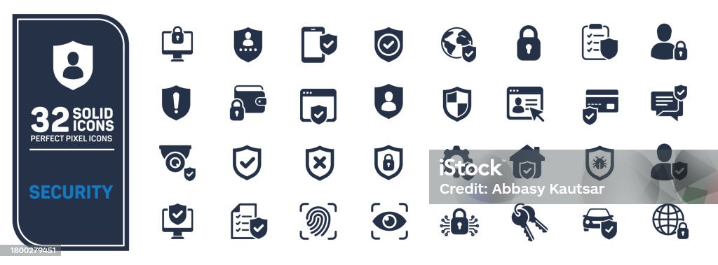 Collection d’icônes solides de sécurité. Contenant des icônes de protection, de sécurité, de bouclier, de confidentialité, etc. Pour la conception de marketing de site Web, le logo, l’application, le modèle, l’interface utilisateur, etc. Illu - clipart vectoriel de Icône libre de droits Collection d’icônes solides de sécurité. Contenant des icônes de protection, de sécurité, de bouclier, de confidentialité, etc. Pour la conception de marketing de site Web, le logo, l’application, le modèle, l’interface utilisateur, etc. Illu - clipart vectoriel de Icône libre de droits