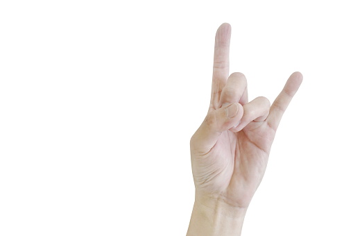 the number two shown by a male hand on a white background