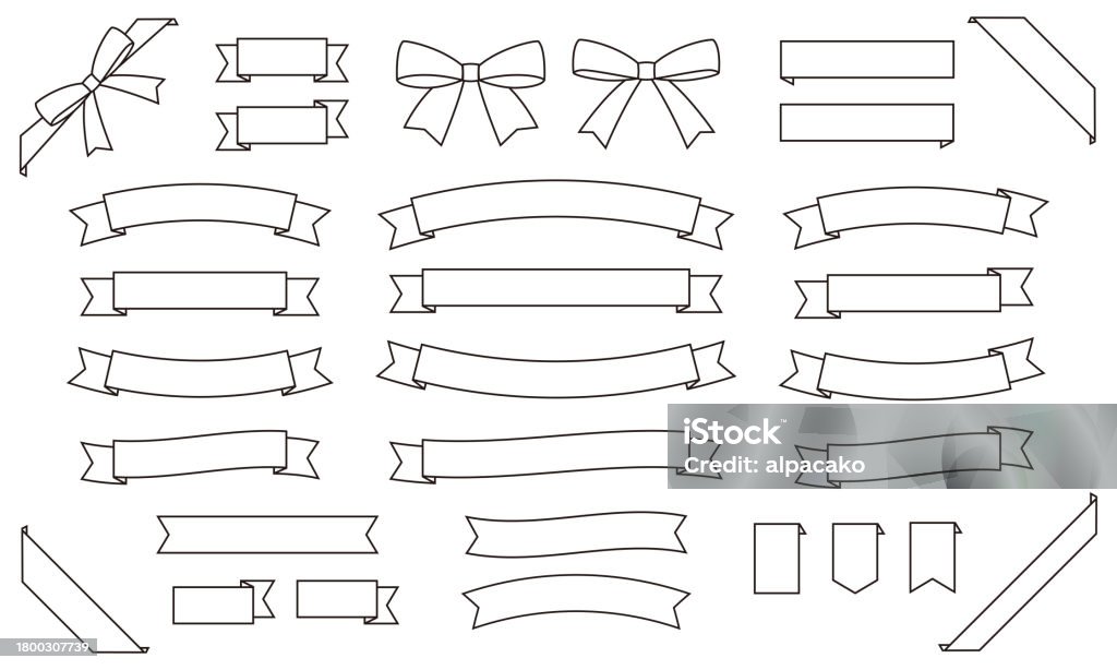 From Ribbon Only Simple Ribbon Frame Illustration Set Stock Illustration - Download ...