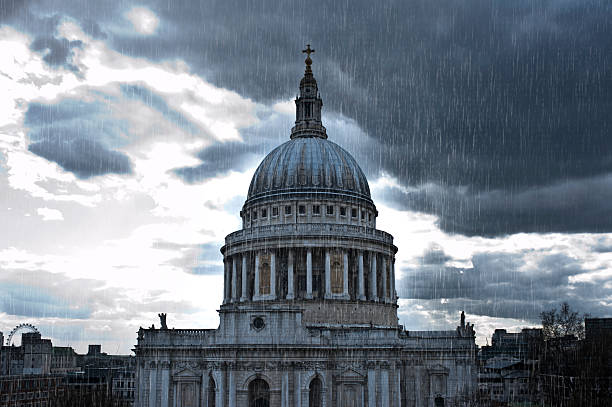 Heavy Rain over St. Paul's Cathedral in London