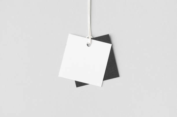 istock White and black square clothing tag, gift tag mockup. 1800319336