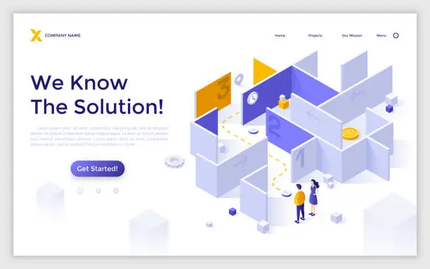 Vector illustration of Vector Isometric Landing Page Template