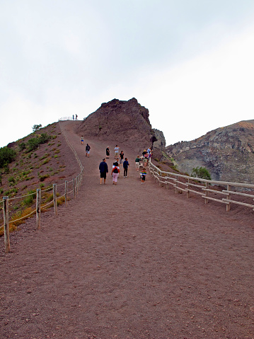 Vesuvius, Italy - 22 Jul 2011: Volcano Vesuvius in the fog, Italy