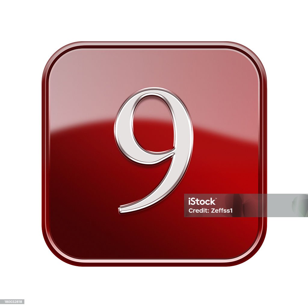 Number nine Rot glänzenden, isoliert auf weißem Hintergrund - Lizenzfrei Dunkel Stock-Illustration