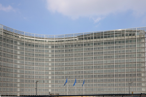 Brussels, B, Belgium - August 18, 2022: Palace Berlaymont a building which houses the headquarters of the European Commission