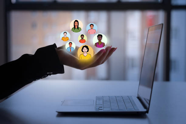 Woman holding avatars
