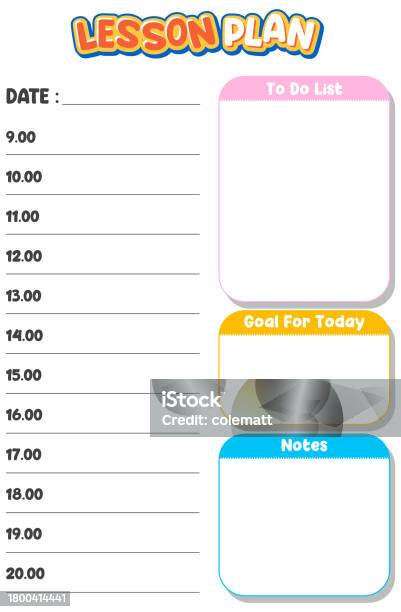Printable Simple Lesson Plan Note Template Stock Illustration ...
