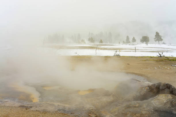 Path around Grand Prismatic Geyser in Midway Geyser Basin. Yellowstone, USA