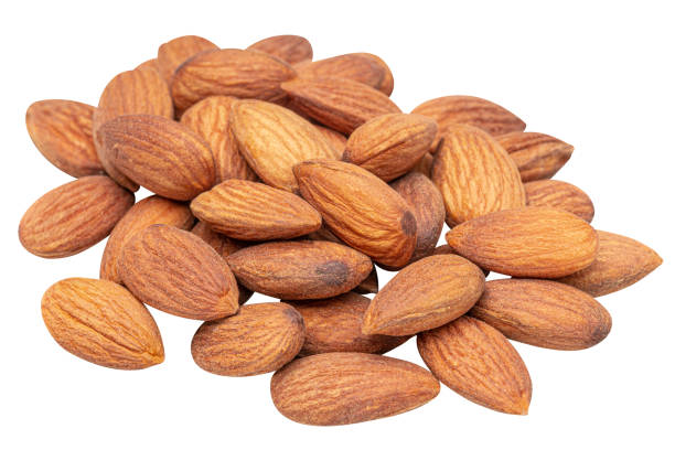 Pile of Almond Seed isolated on white background
