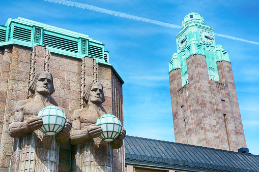 Lyhdynkantajat is a group of sculptures by Eliel Saarinen (1914) at the front door of the Helsinki Central Station in Helsinki, Finland
