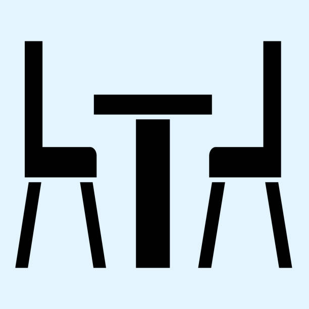 ilustrações de stock, clip art, desenhos animados e ícones de dining furniture solid icon. small table and two chairs. home-style kitchen vector design concept, glyph style pictogram on white use for and app. eps 10. - isolated on white breakfast cafe office