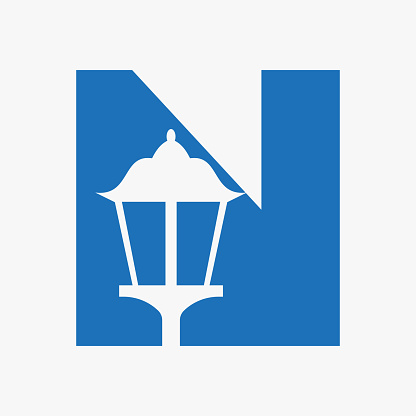 Letter N street light icon design template