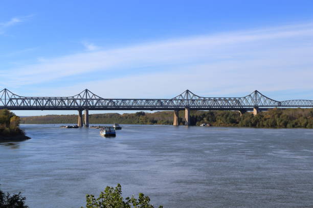istock Barges on the Danube pass under the two bridges 1800460654