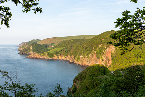 View from the South West Coastpath of the North Devon coastline at Woody Bay