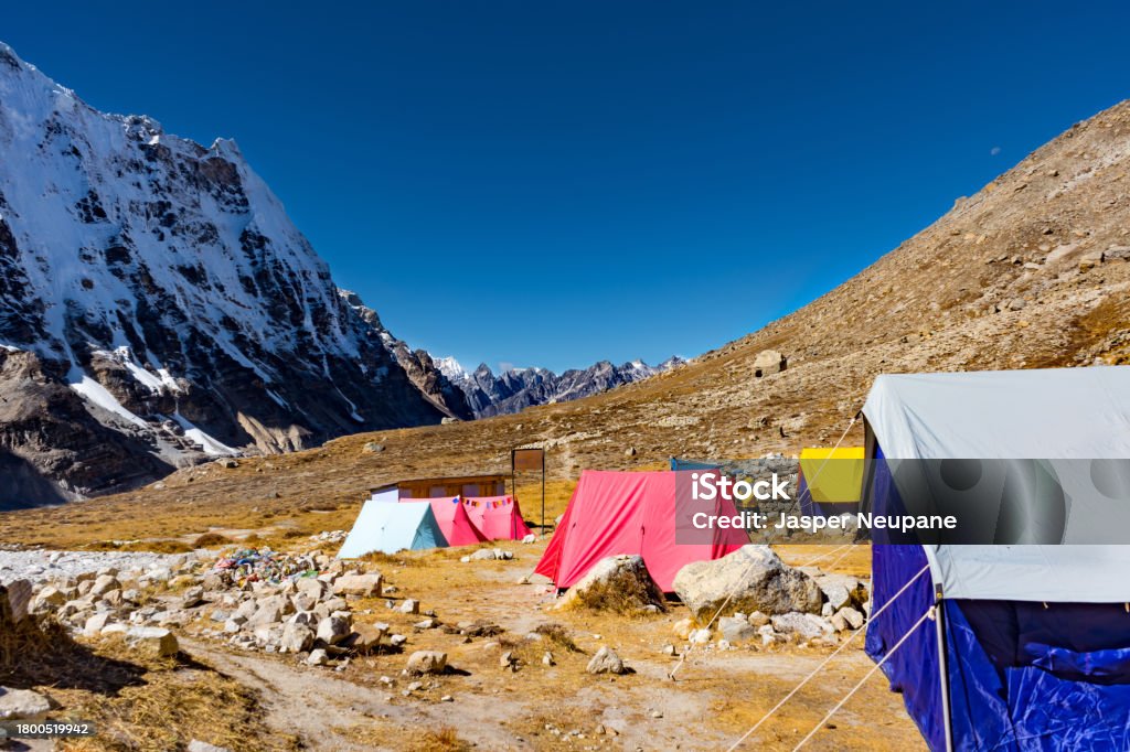 Kanchenjunga North Base Camp aka Pangpema in the Himalayas of Taplejung Mountains in Nepal Asia Stock Photo