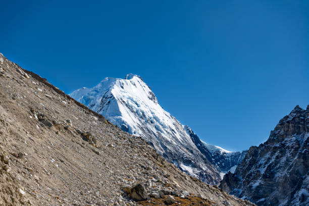 Beautiful Himalaya Views on the way to Pangpema during Kanchenjunga North Base Camp Trek in Nepal Beautiful Himalaya Views on the way to Pangpema during Kanchenjunga North Base Camp Trek in Nepal tiger hill stock pictures, royalty-free photos & images